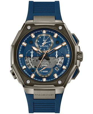 Bulova Men's Chronograph Precisionist X Blue Epdm Rubber Strap Watch 44.5mm
