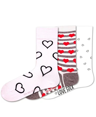 Hearts Bundle Women's 3 Pack Cotton Seamless Toe Novelty Socks
