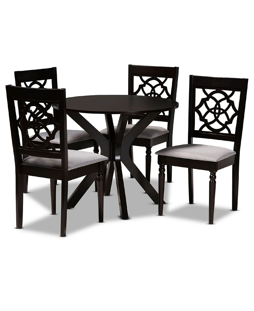 Sadie Modern and Contemporary Fabric Upholstered 5 Piece Dining Set