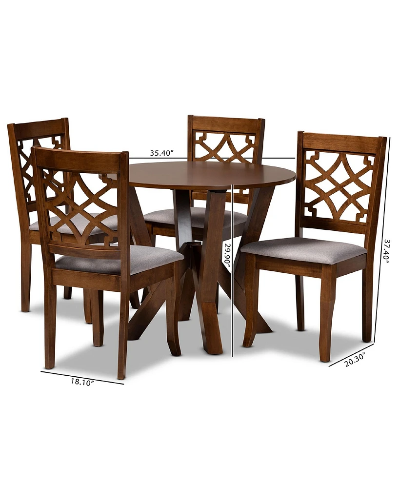 Alisa Modern and Contemporary Fabric Upholstered 5 Piece Dining Set