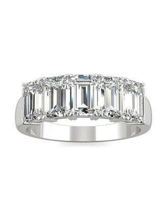 Moissanite Emerald Five Stone Band 2-9/10 ct. t.w. Diamond Equivalent 14k White Gold