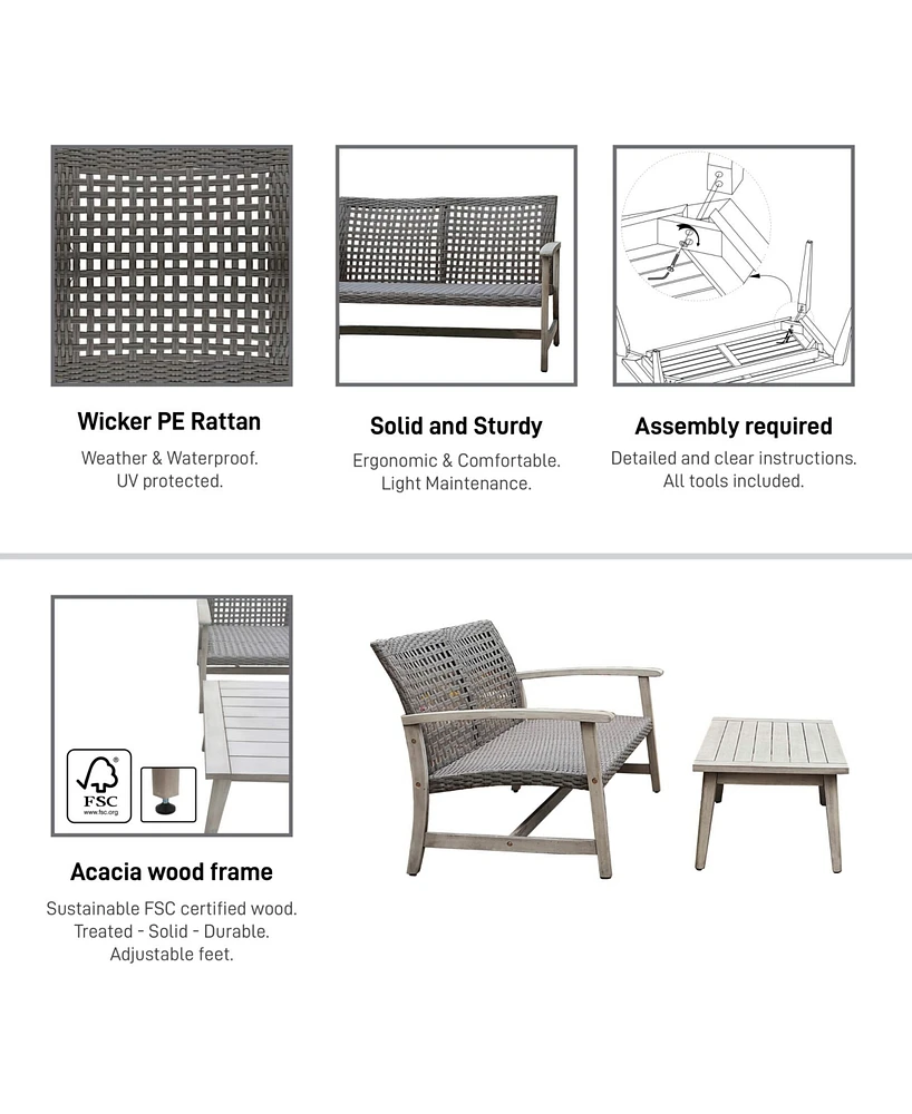 Monterosso 2 Piece Sofa and Table Seating Set