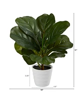 11" Fiddle Leaf Artificial Plant in Planter, Real Touch