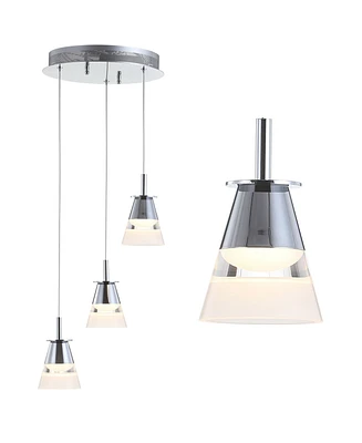 Alain 3-Light Adjustable Cascading Metal Integrated Cluster Led Pendant
