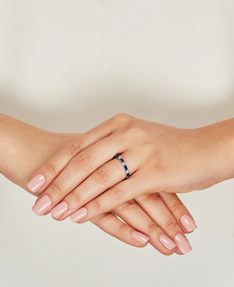 Lab-Grown Blue Sapphire (5/8 ct. t.w.) & White (1/5 Stack Ring Sterling Silver