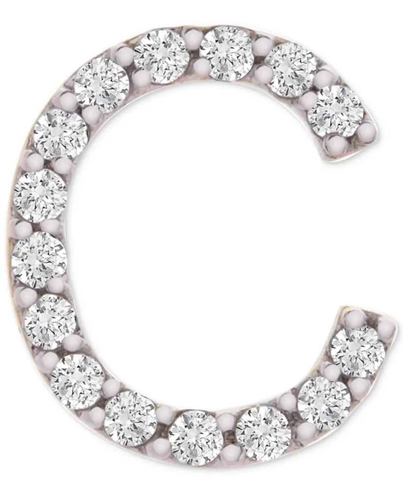Wrapped Diamond Initial Single Stud Earring (1/20 ct. t.w.) in 14k Gold, Created for Macy's
