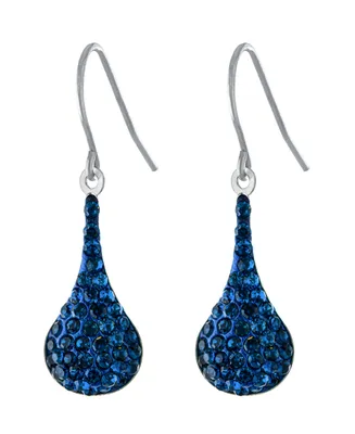 Pave Crystal Wire Teardrop Earrings Sterling Silver
