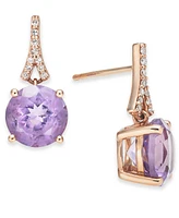 Pink Amethyst (3-1/2 ct. t.w.) & Diamond (1/20 ct. t.w.) Drop Earrings in 14k Rose Gold