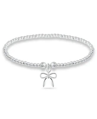 Bead Bow Charm Bracelet in Silver Plate