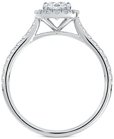 Portfolio by De Beers Forevermark Diamond Halo Diamond Engagement Ring with Pave Band (1-1/20 ct. t.w.) in 14k White Gold