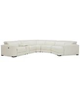 Closeout! Jenneth 6-Pc. Leather Sofa with 1 Power Motion Recliner and Cuddler, Created for Macy's