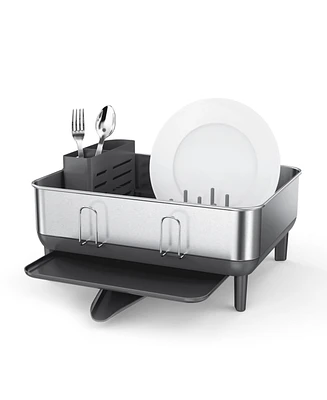 simplehuman Compact Steel Frame Dish Drying Rack with Swivel Spout Drain