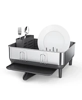 simplehuman Compact Steel Frame Dish Drying Rack with Swivel Spout Drain