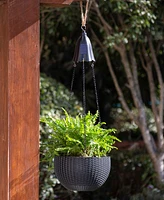 Glitzhome Solar Lighted Plastic Hanging Planter, 30"