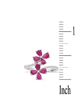 Lab-Grown Ruby (1-3/8 ct. t.w.) & Diamond Accent Flower Bypass Ring in Sterling Silver
