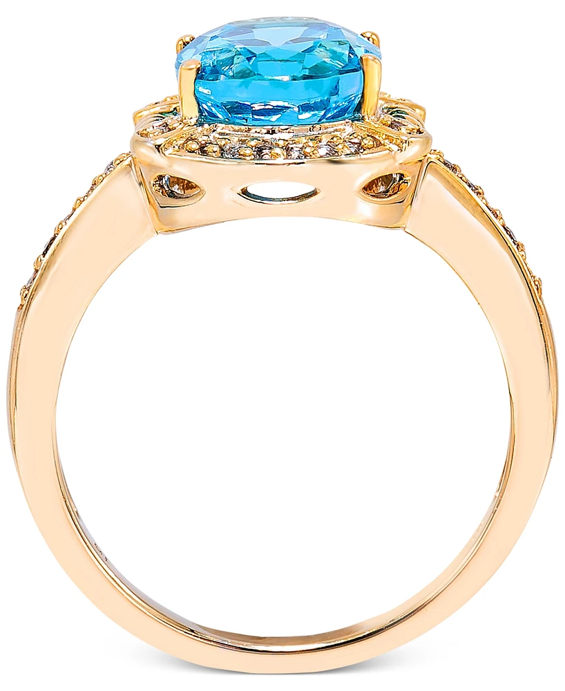 Swiss Blue Topaz (2-3/4 ct. t.w.) & Diamond (1/8 ct. t.w.) Ring in 18k Gold-Plated Sterling Silver
