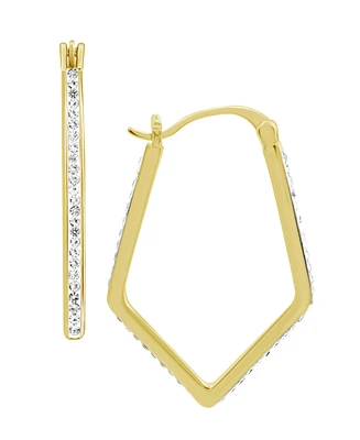 Essentials Clear Crystal Pave Geometric Hoop Earring, Gold Plate and Silver Plate