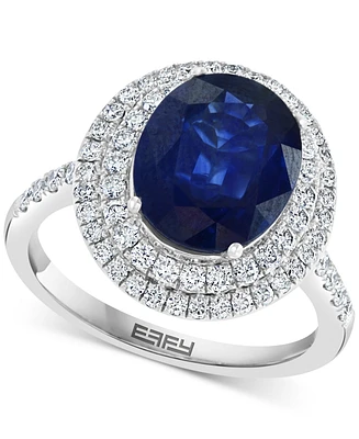 Effy Sapphire (4-1/4 ct. t.w.) & Diamond (5/8 Double Halo Ring 14k White Gold