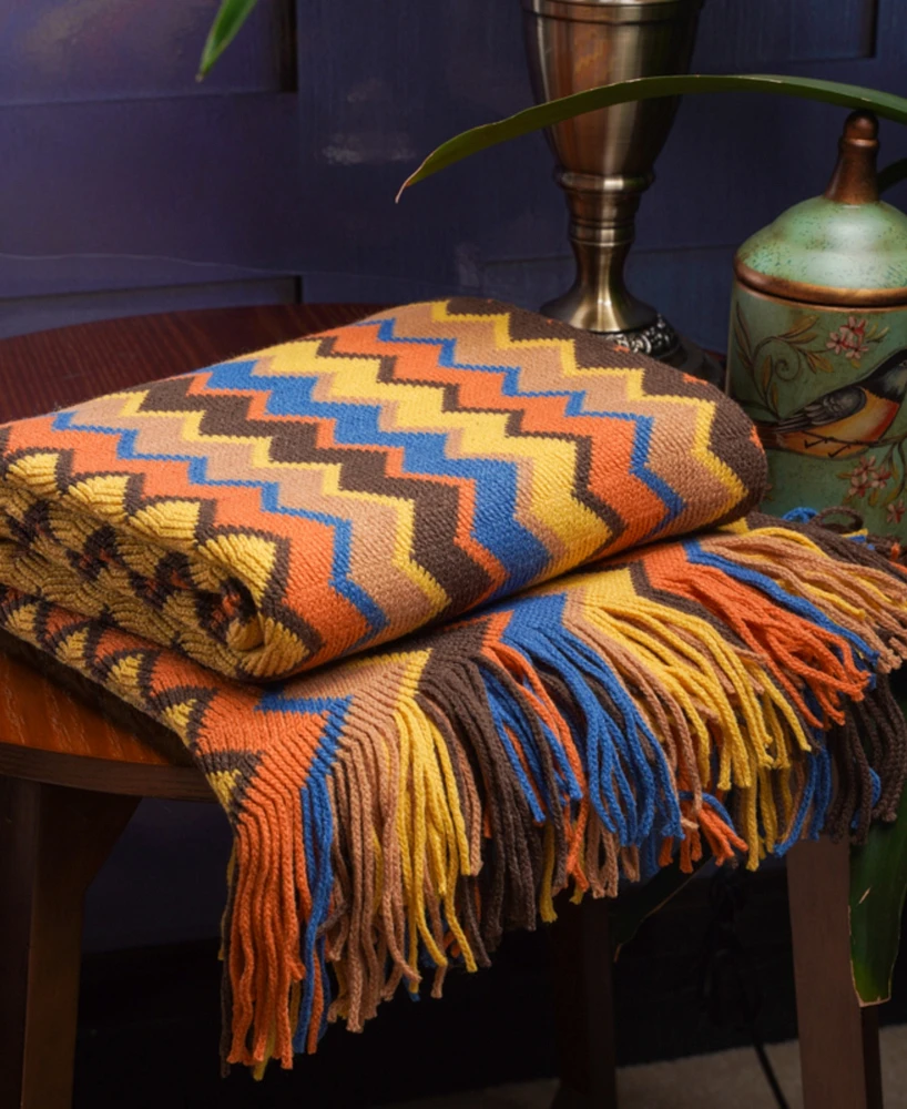 Happycare Textiles Multi-Color Chevron Pattern Throw, 60" x 50"