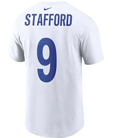 Men's Matthew Stafford White Los Angeles Rams Name and Number T-shirt