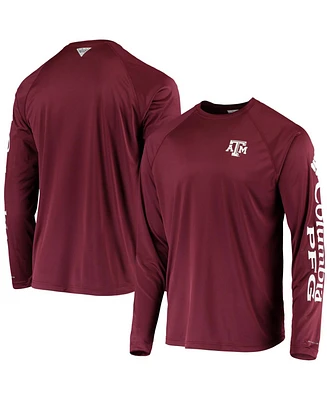 Men's Pfg Maroon Texas A M Aggies Terminal Tackle Omni-Shade Long Sleeve T-shirt