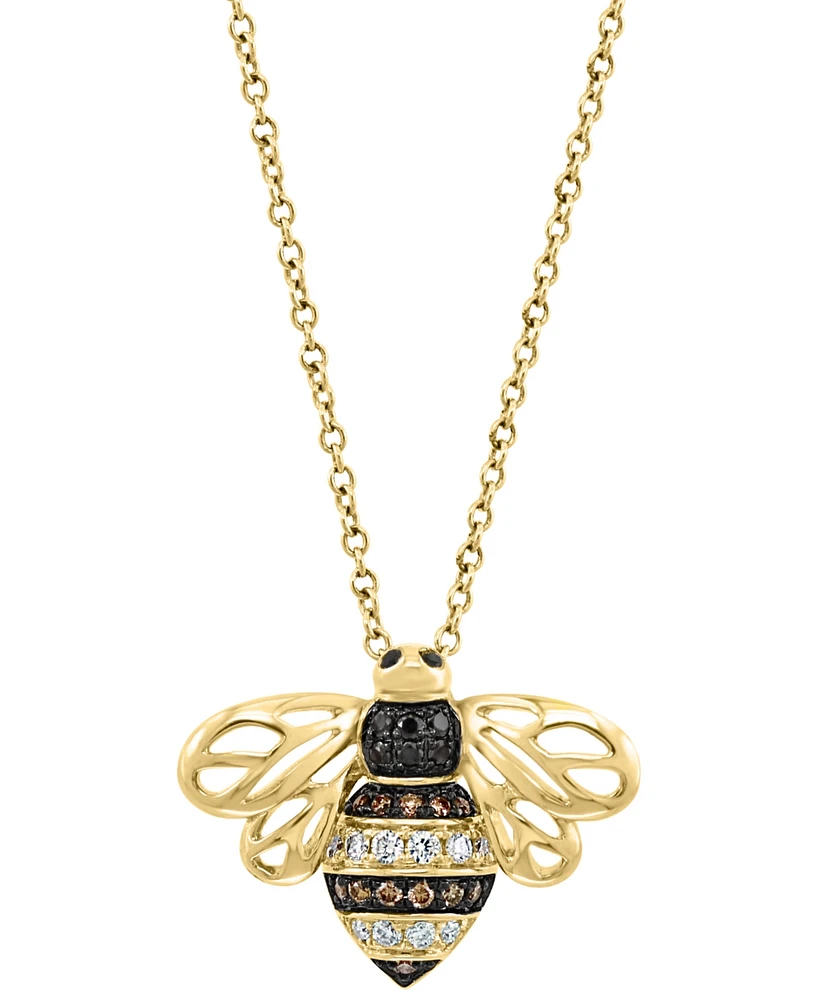 Effy Multicolor Diamond Bee 18" Pendant Necklace (1/5 ct. t.w.) in 14k Gold