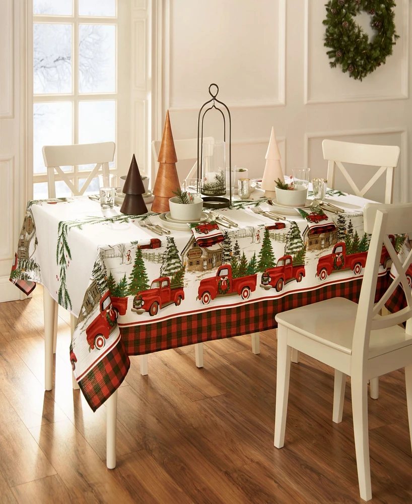 Vintage Christmas Tree Farm Holiday Rectangle Tablecloth 60" x 144"