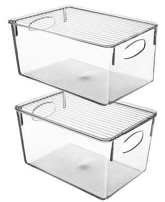 Sorbus Large Plastic Storage Bins with Lids - for Kitchen Organization, Pantry/Storage Organizers, Fridge Organizer