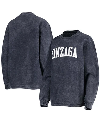 Women's Navy Gonzaga Bulldogs Comfy Cord Vintage-Like Wash Basic Arch Pullover Sweatshirt