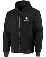Men's Black New Orleans Saints Craftsman Thermal Lined Full-Zip Hoodie