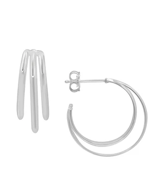 And Now This Gold Plated Multi Row C Hoop Post Earrings