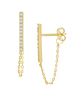 And Now This Gold Plated Bar Chain Drop Post Earrings