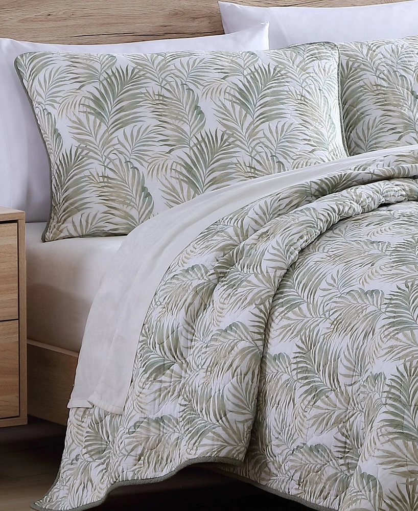 Tommy Bahama Home Maui Palm Cotton Reversible 3 Piece Quilt Set