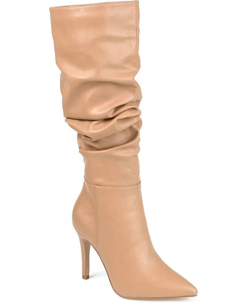 Journee Collection Women's Sarie Wide Calf Ruched Stiletto Boots