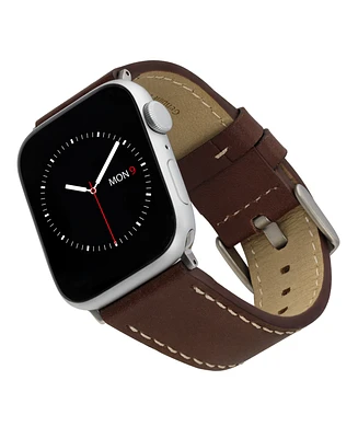 WITHit Smooth Brown Leather Band designed for Apple Watch 42mm (Series 1-3 only) & 44/45/46/49mm (Ultra & Ultra 2)