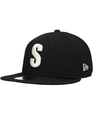 Men's New Era Black Seattle Mariners Cooperstown Collection Turn Back The Clock Steelheads 59FIFTY Fitted Hat