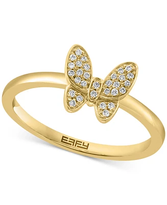Effy Diamond Butterfly Ring (1/10 ct. t.w.) in Sterling Silver or 14k Gold-Plated Sterling Silver