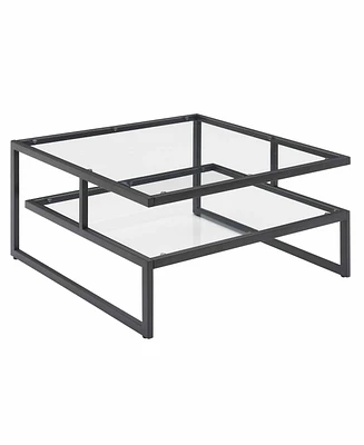 Royal Crest Stripes 2 Tier Glass Coffee Table
