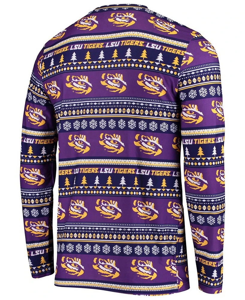 Men's Purple Lsu Tigers Ugly Sweater Knit Long Sleeve Top and Pant Set