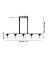 Luca Parisian 5-Light Modern Glam Iron Globe Linear Led Pendant