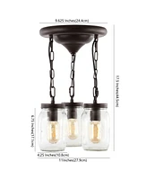Gaines 3-Light Farmhouse Industrial Iron Mason Jar Led Semi Flush Mount