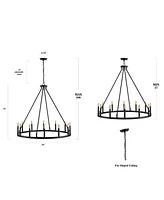 Gio 12-Light Iron Classic Industrial Ring Led Chandelier