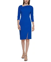 Calvin Klein Women's Foldover-Neck Front-Slit Sheath Dress