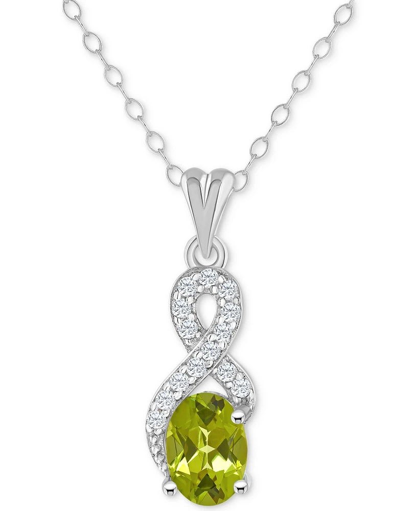 Rhodolite Garnet (1 ct. t.w.) & White Topaz (1/7 Looped 18" Pendant Necklace Sterling Silver (Also Citrine, Amethyst, Blue Topaz, Pe