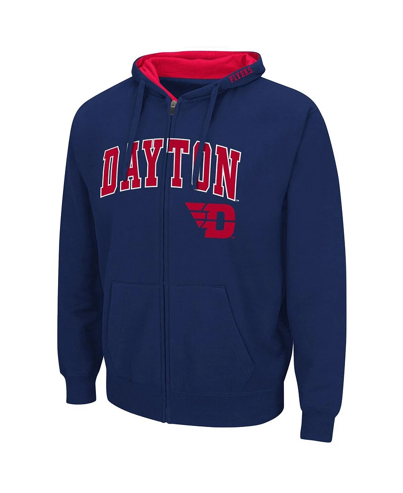 Men's Navy Dayton Flyers Arch Logo 3.0 Full-Zip Hoodie