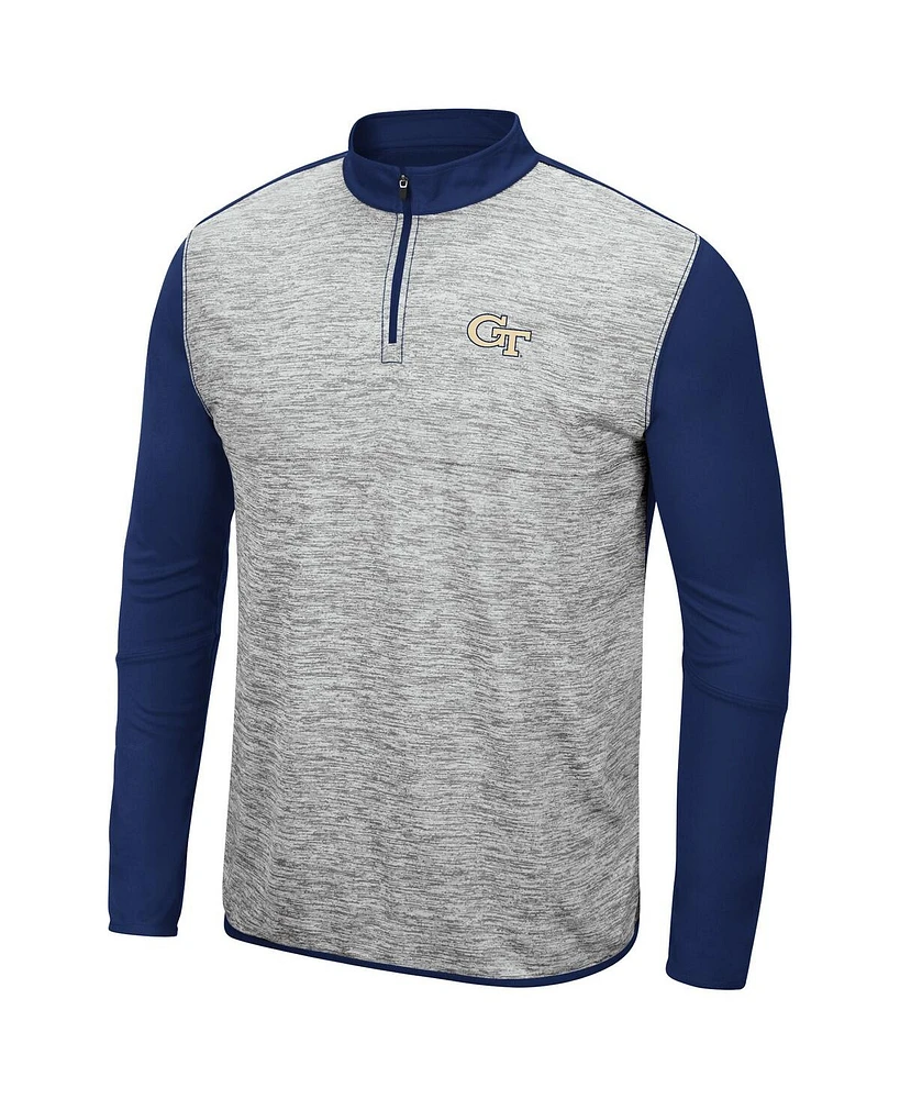Men's Gray, Navy Georgia Tech Yellow Jackets Prospect Space-Dye Quarter-Zip Jacket