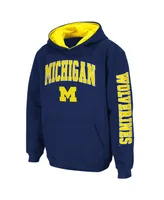 Big Boys Navy Michigan Wolverines 2-Hit Team Pullover Hoodie