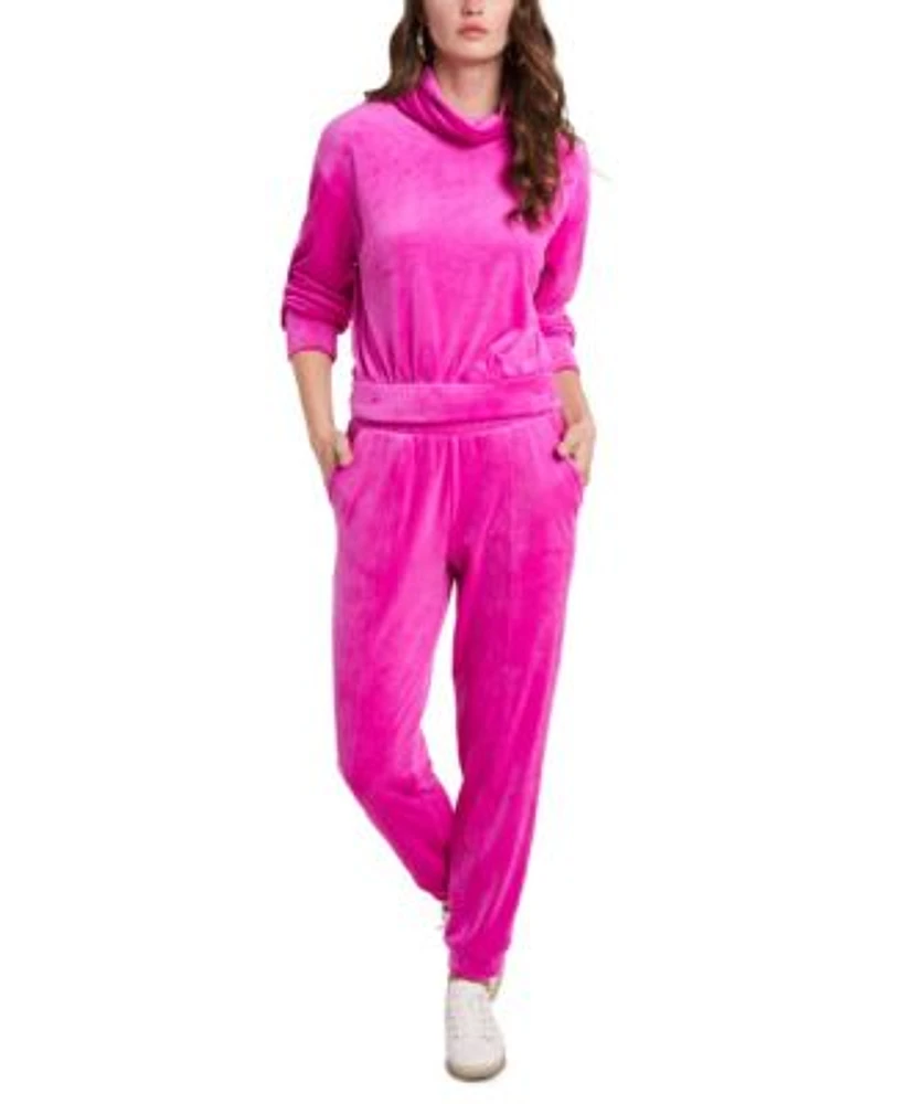 Velour Turtleneck Top Pull On Pants