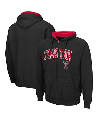 Men's Colosseum Black Texas Tech Red Raiders Arch and Logo 3.0 Full-Zip Hoodie