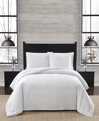 London Fog Herringbone 3 Piece Flannel Comforter Set